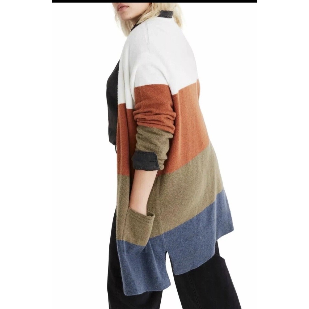 Madewell‎ Colorblock Open Cardigan Womens XS Merino Wool Alpaca Long Sweater